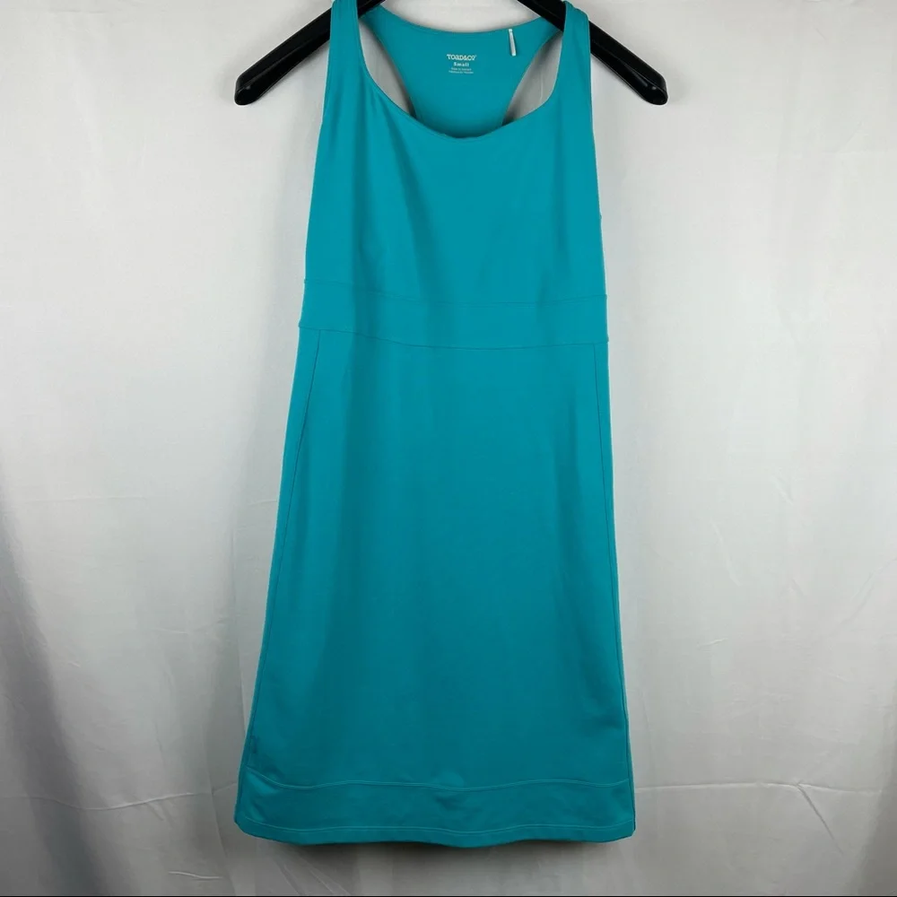 Toad & Co.Tech Tomboy Racerback teal dress with build in bra Small - Picture 2 of 8